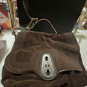 Brown Suede Saddle Bag